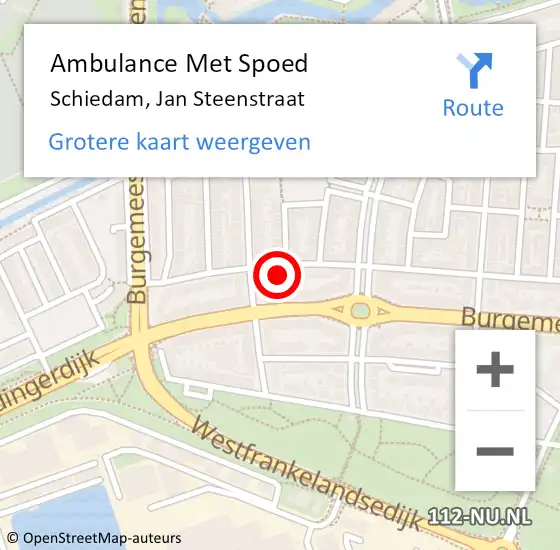 Locatie op kaart van de 112 melding: Ambulance Met Spoed Naar Schiedam, Jan Steenstraat op 17 december 2023 14:42