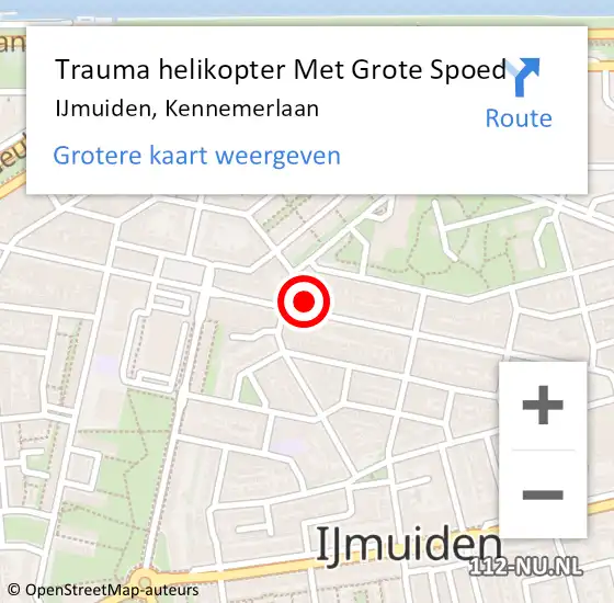 Locatie op kaart van de 112 melding: Trauma helikopter Met Grote Spoed Naar IJmuiden, Kennemerlaan op 17 december 2023 14:44