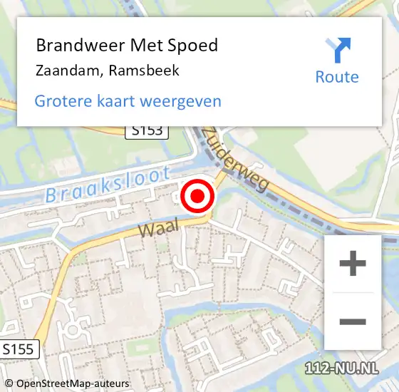 Locatie op kaart van de 112 melding: Brandweer Met Spoed Naar Zaandam, Ramsbeek op 17 december 2023 15:02