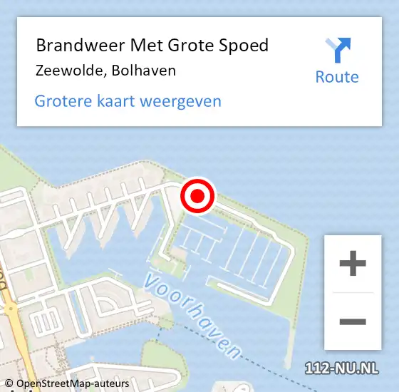 Locatie op kaart van de 112 melding: Brandweer Met Grote Spoed Naar Zeewolde, Bolhaven op 17 december 2023 15:07