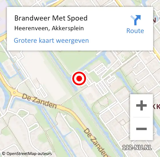 Locatie op kaart van de 112 melding: Brandweer Met Spoed Naar Heerenveen, Akkersplein op 17 december 2023 15:10