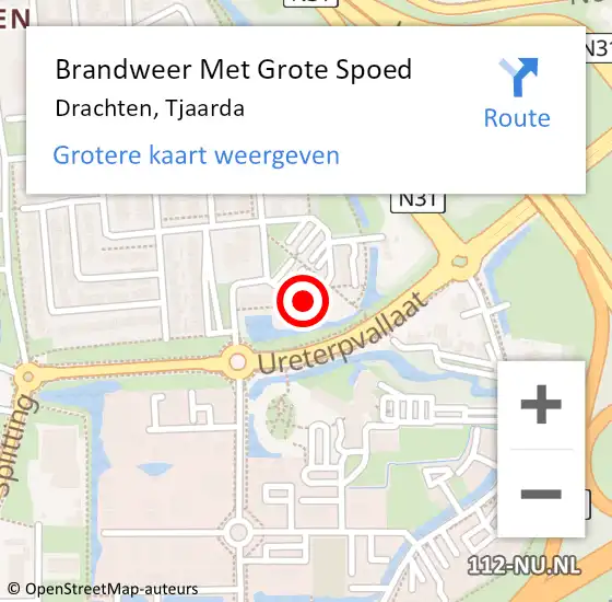 Locatie op kaart van de 112 melding: Brandweer Met Grote Spoed Naar Drachten, Tjaarda op 17 december 2023 15:14