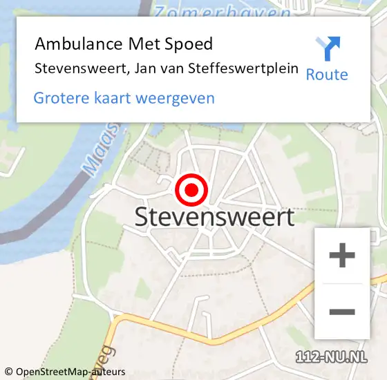 Locatie op kaart van de 112 melding: Ambulance Met Spoed Naar Stevensweert, Jan van Steffeswertplein op 17 december 2023 15:26
