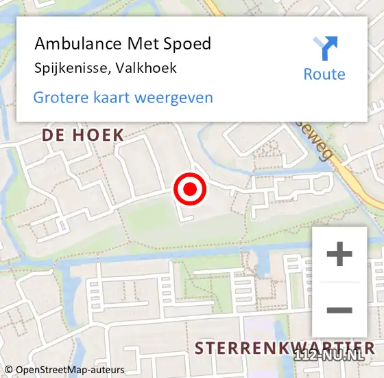 Locatie op kaart van de 112 melding: Ambulance Met Spoed Naar Spijkenisse, Valkhoek op 17 december 2023 15:37