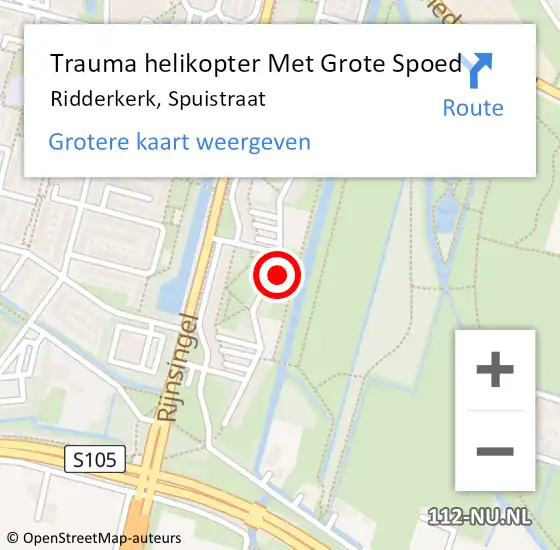 Locatie op kaart van de 112 melding: Trauma helikopter Met Grote Spoed Naar Ridderkerk, Spuistraat op 17 december 2023 15:49