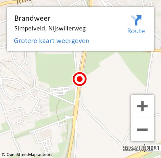 Locatie op kaart van de 112 melding: Brandweer Simpelveld, Nijswillerweg op 18 september 2014 19:26