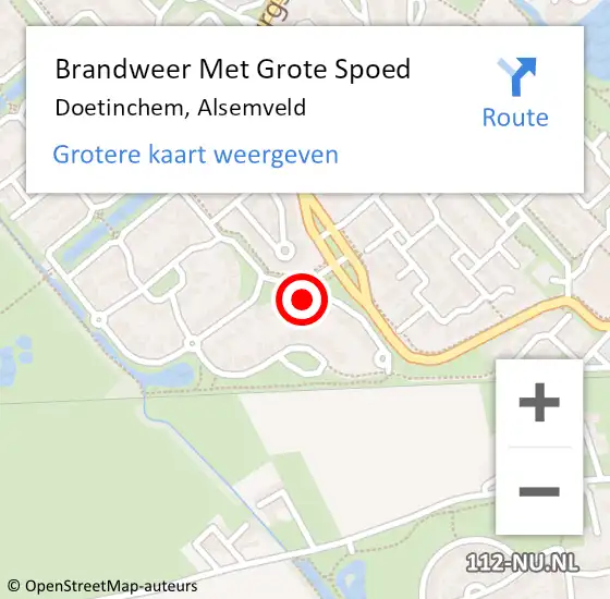 Locatie op kaart van de 112 melding: Brandweer Met Grote Spoed Naar Doetinchem, Alsemveld op 17 december 2023 16:52