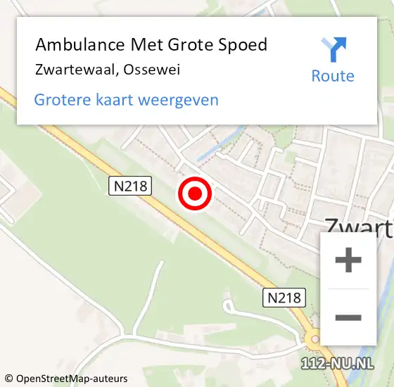 Locatie op kaart van de 112 melding: Ambulance Met Grote Spoed Naar Zwartewaal, Ossewei op 17 december 2023 16:53
