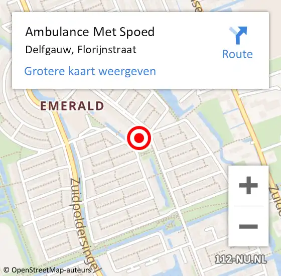 Locatie op kaart van de 112 melding: Ambulance Met Spoed Naar Delfgauw, Florijnstraat op 17 december 2023 17:00