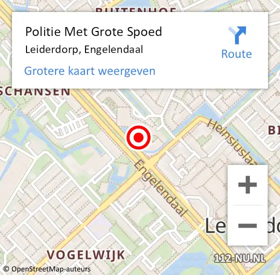 Locatie op kaart van de 112 melding: Politie Met Grote Spoed Naar Leiderdorp, Engelendaal op 17 december 2023 17:20