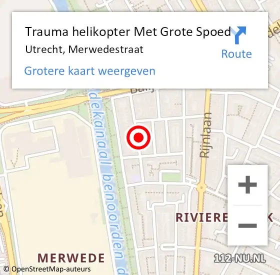 Locatie op kaart van de 112 melding: Trauma helikopter Met Grote Spoed Naar Utrecht, Merwedestraat op 17 december 2023 17:32