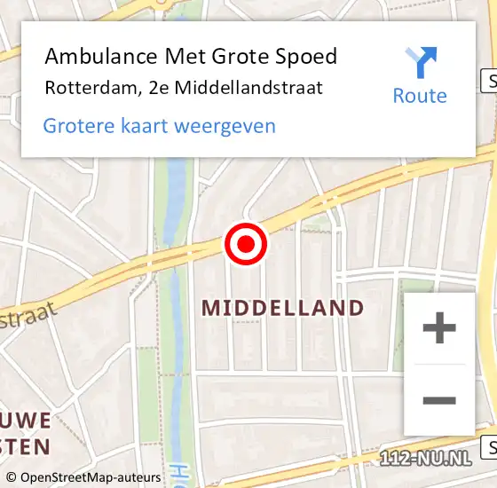 Locatie op kaart van de 112 melding: Ambulance Met Grote Spoed Naar Rotterdam, 2e Middellandstraat op 17 december 2023 17:32