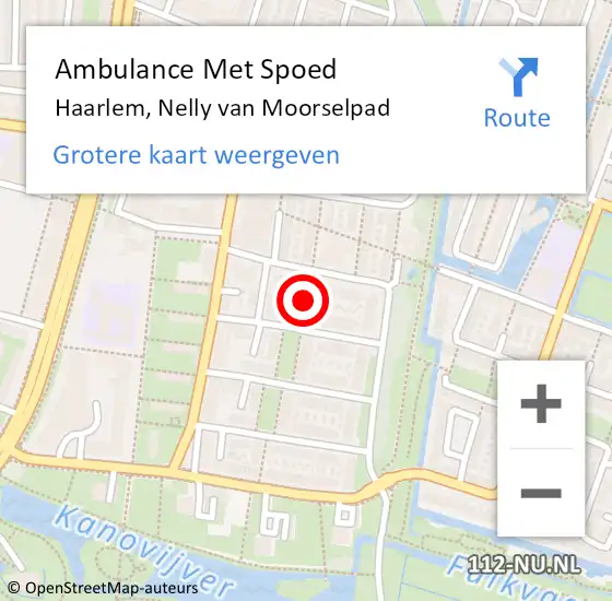 Locatie op kaart van de 112 melding: Ambulance Met Spoed Naar Haarlem, Nelly van Moorselpad op 17 december 2023 17:42