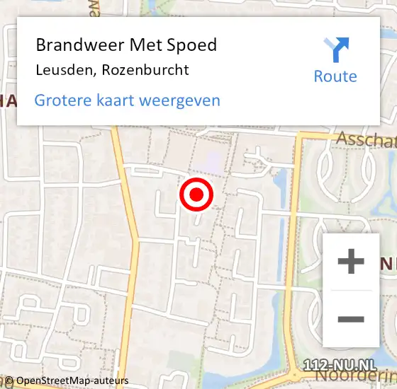 Locatie op kaart van de 112 melding: Brandweer Met Spoed Naar Leusden, Rozenburcht op 17 december 2023 18:06