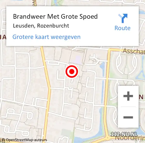 Locatie op kaart van de 112 melding: Brandweer Met Grote Spoed Naar Leusden, Rozenburcht op 17 december 2023 18:08