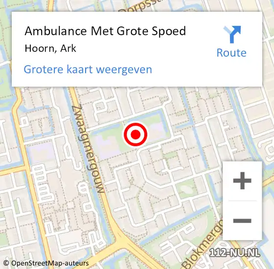 Locatie op kaart van de 112 melding: Ambulance Met Grote Spoed Naar Hoorn, Ark op 18 september 2014 19:37