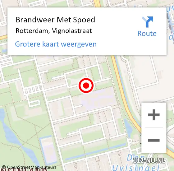 Locatie op kaart van de 112 melding: Brandweer Met Spoed Naar Rotterdam, Vignolastraat op 17 december 2023 18:54