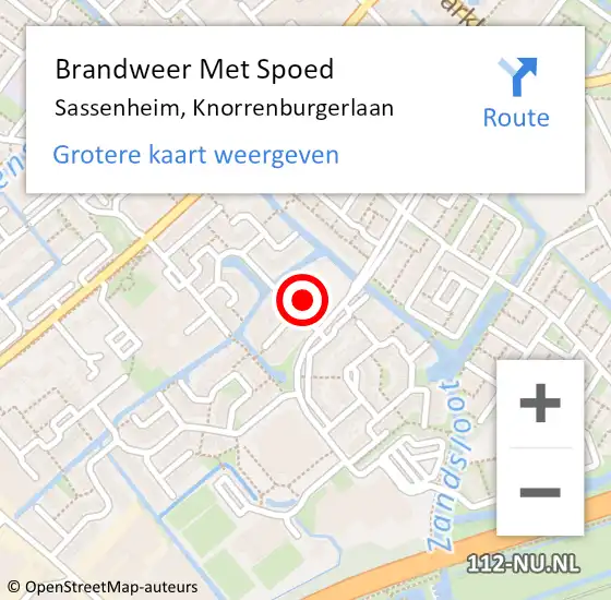 Locatie op kaart van de 112 melding: Brandweer Met Spoed Naar Sassenheim, Knorrenburgerlaan op 17 december 2023 19:34