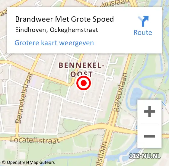 Locatie op kaart van de 112 melding: Brandweer Met Grote Spoed Naar Eindhoven, Ockeghemstraat op 17 december 2023 19:40