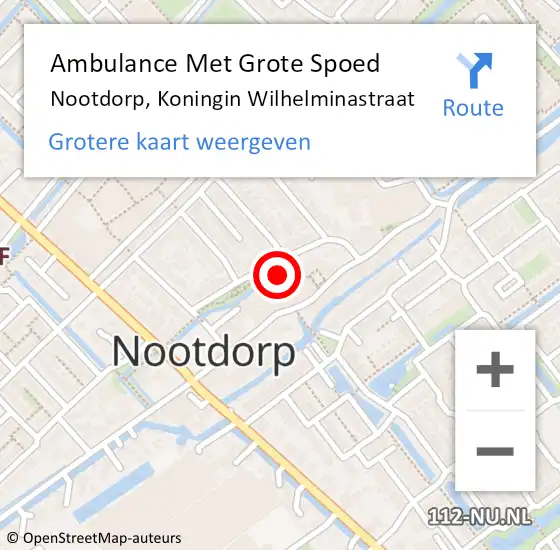 Locatie op kaart van de 112 melding: Ambulance Met Grote Spoed Naar Nootdorp, Koningin Wilhelminastraat op 17 december 2023 20:16