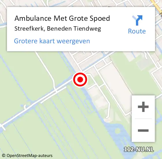 Locatie op kaart van de 112 melding: Ambulance Met Grote Spoed Naar Streefkerk, Beneden Tiendweg op 17 december 2023 20:23