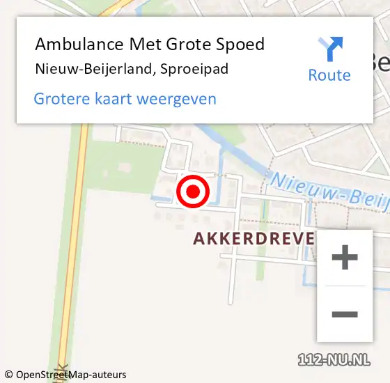 Locatie op kaart van de 112 melding: Ambulance Met Grote Spoed Naar Nieuw-Beijerland, Sproeipad op 17 december 2023 20:31