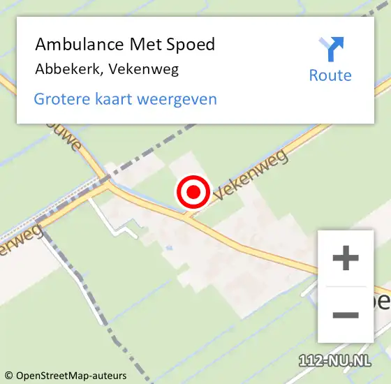 Locatie op kaart van de 112 melding: Ambulance Met Spoed Naar Abbekerk, Vekenweg op 17 december 2023 20:45