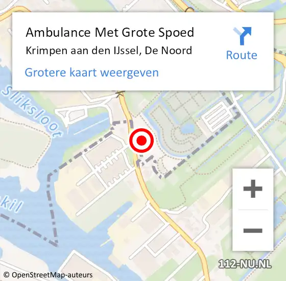 Locatie op kaart van de 112 melding: Ambulance Met Grote Spoed Naar Krimpen aan den IJssel, De Noord op 17 december 2023 21:40