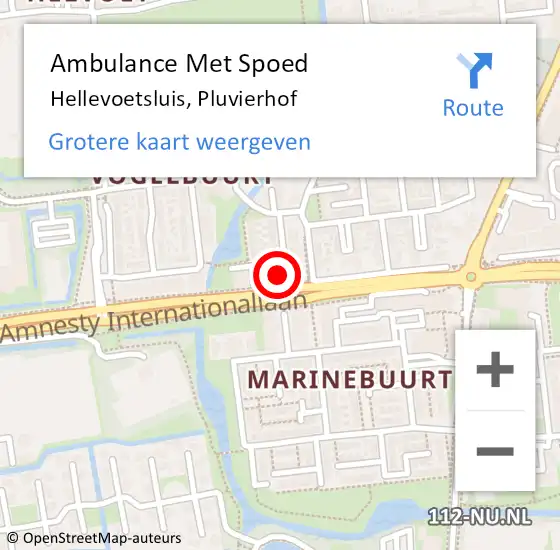 Locatie op kaart van de 112 melding: Ambulance Met Spoed Naar Hellevoetsluis, Pluvierhof op 17 december 2023 21:41