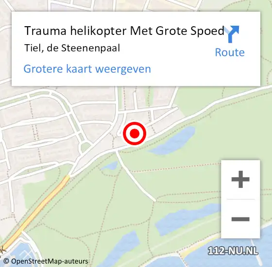 Locatie op kaart van de 112 melding: Trauma helikopter Met Grote Spoed Naar Tiel, de Steenenpaal op 17 december 2023 21:46