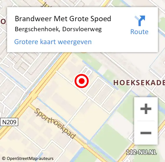 Locatie op kaart van de 112 melding: Brandweer Met Grote Spoed Naar Bergschenhoek, Dorsvloerweg op 17 december 2023 22:18