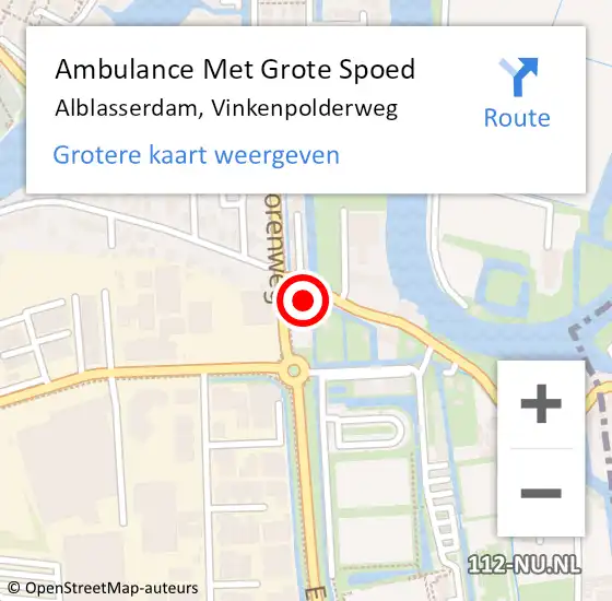 Locatie op kaart van de 112 melding: Ambulance Met Grote Spoed Naar Alblasserdam, Vinkenpolderweg op 17 december 2023 22:26