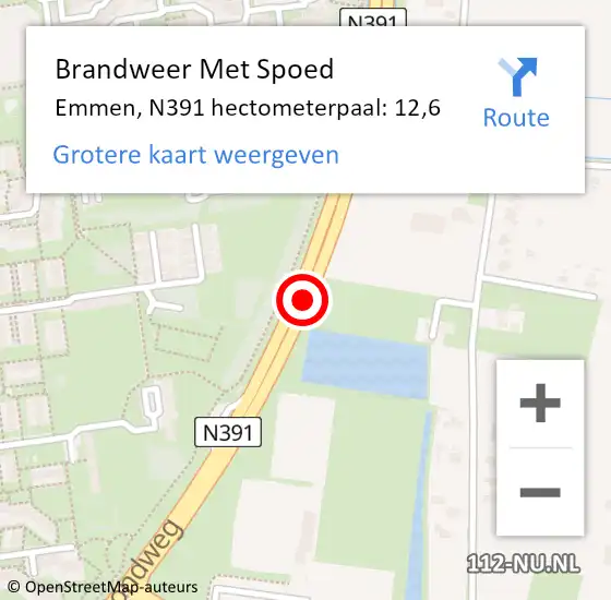 Locatie op kaart van de 112 melding: Brandweer Met Spoed Naar Emmen, N391 hectometerpaal: 12,6 op 17 december 2023 22:53