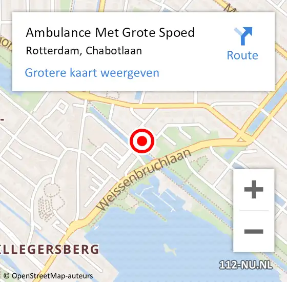 Locatie op kaart van de 112 melding: Ambulance Met Grote Spoed Naar Rotterdam, Chabotlaan op 17 december 2023 23:18
