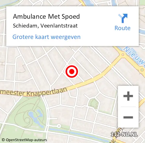 Locatie op kaart van de 112 melding: Ambulance Met Spoed Naar Schiedam, Veenlantstraat op 17 december 2023 23:45