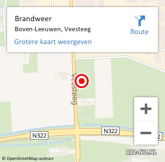 Locatie op kaart van de 112 melding: Brandweer Boven-Leeuwen, Veesteeg op 18 december 2023 00:11