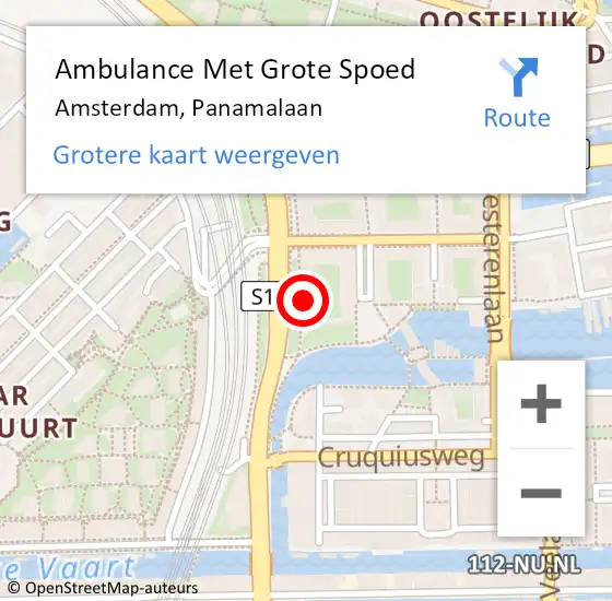 Locatie op kaart van de 112 melding: Ambulance Met Grote Spoed Naar Amsterdam, Panamalaan op 18 december 2023 00:41