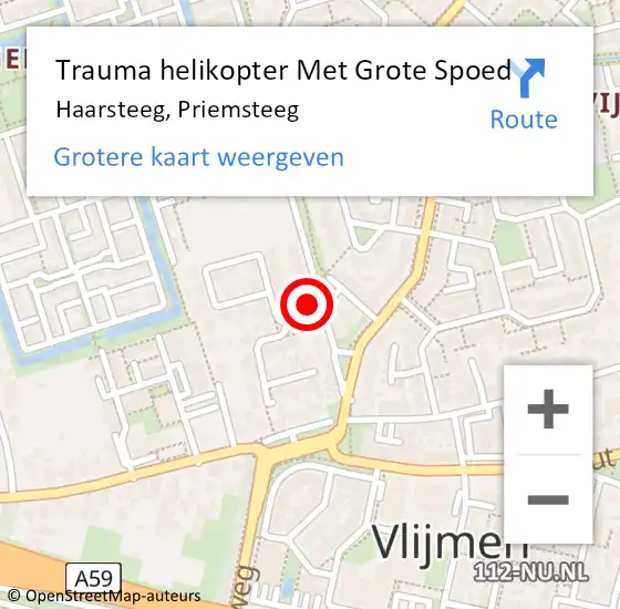 Locatie op kaart van de 112 melding: Trauma helikopter Met Grote Spoed Naar Haarsteeg, Priemsteeg op 18 december 2023 02:18