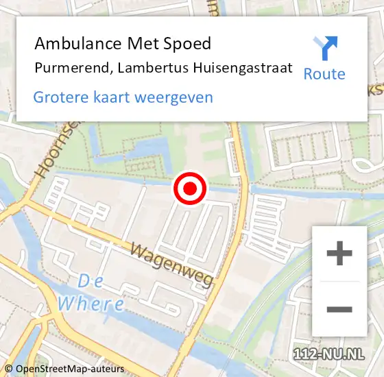 Locatie op kaart van de 112 melding: Ambulance Met Spoed Naar Purmerend, Lambertus Huisengastraat op 18 december 2023 02:56