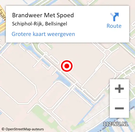 Locatie op kaart van de 112 melding: Brandweer Met Spoed Naar Schiphol-Rijk, Bellsingel op 18 december 2023 03:15