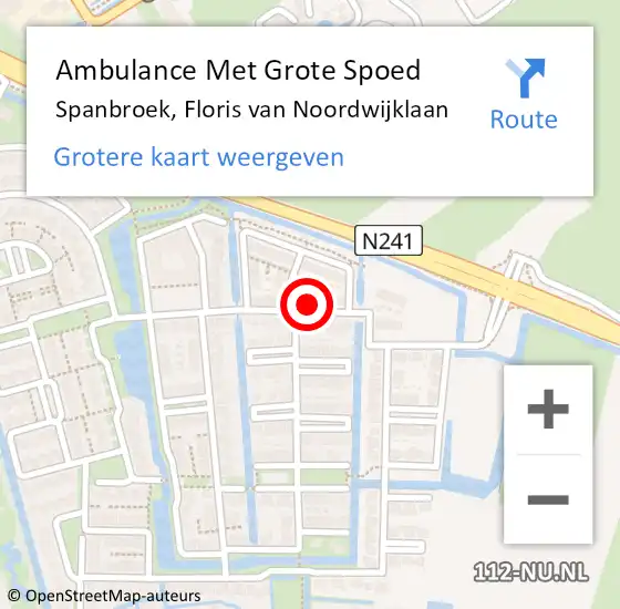 Locatie op kaart van de 112 melding: Ambulance Met Grote Spoed Naar Spanbroek, Floris van Noordwijklaan op 18 december 2023 03:33