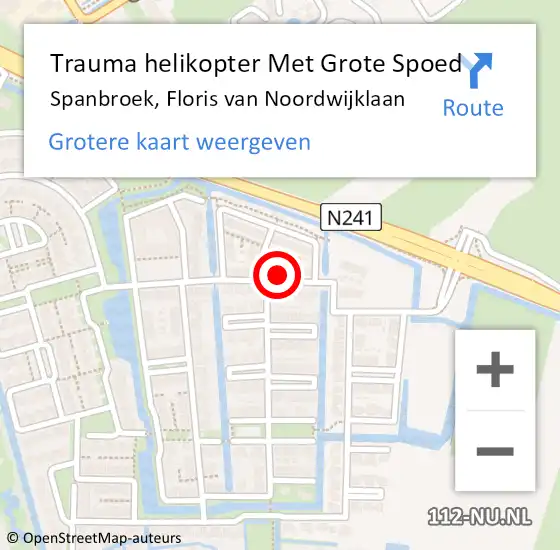 Locatie op kaart van de 112 melding: Trauma helikopter Met Grote Spoed Naar Spanbroek, Floris van Noordwijklaan op 18 december 2023 03:37