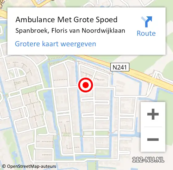 Locatie op kaart van de 112 melding: Ambulance Met Grote Spoed Naar Spanbroek, Floris van Noordwijklaan op 18 december 2023 03:49