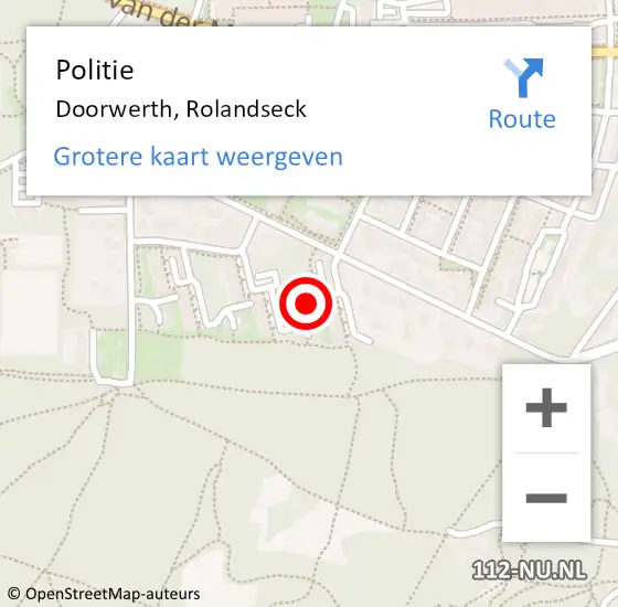 Locatie op kaart van de 112 melding: Politie Doorwerth, Rolandseck op 18 december 2023 03:59
