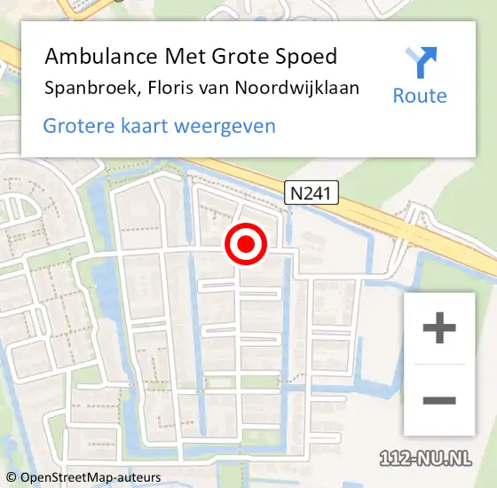 Locatie op kaart van de 112 melding: Ambulance Met Grote Spoed Naar Spanbroek, Floris van Noordwijklaan op 18 december 2023 04:01