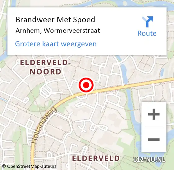 Locatie op kaart van de 112 melding: Brandweer Met Spoed Naar Arnhem, Wormerveerstraat op 18 december 2023 04:38