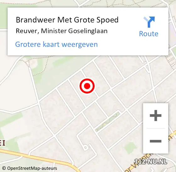 Locatie op kaart van de 112 melding: Brandweer Met Grote Spoed Naar Reuver, Minister Goselinglaan op 18 december 2023 05:23