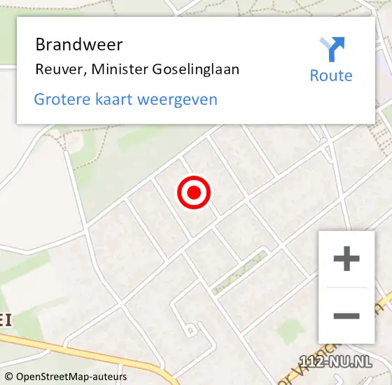 Locatie op kaart van de 112 melding: Brandweer Reuver, Minister Goselinglaan op 18 december 2023 05:25