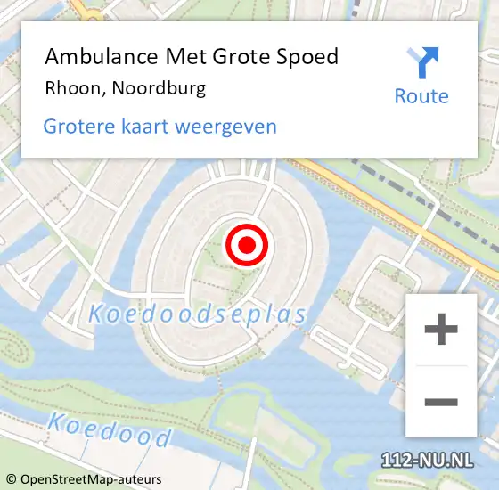 Locatie op kaart van de 112 melding: Ambulance Met Grote Spoed Naar Rhoon, Noordburg op 18 december 2023 06:33