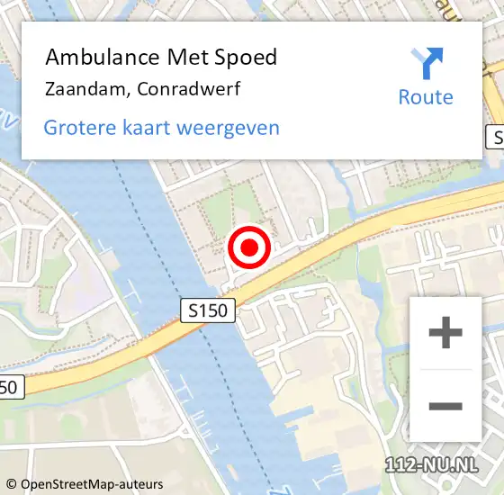 Locatie op kaart van de 112 melding: Ambulance Met Spoed Naar Zaandam, Conradwerf op 18 december 2023 07:32